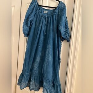 SOLD Organic Cotton Voile Midsummer Nightgown indigo dyed by Charlotte